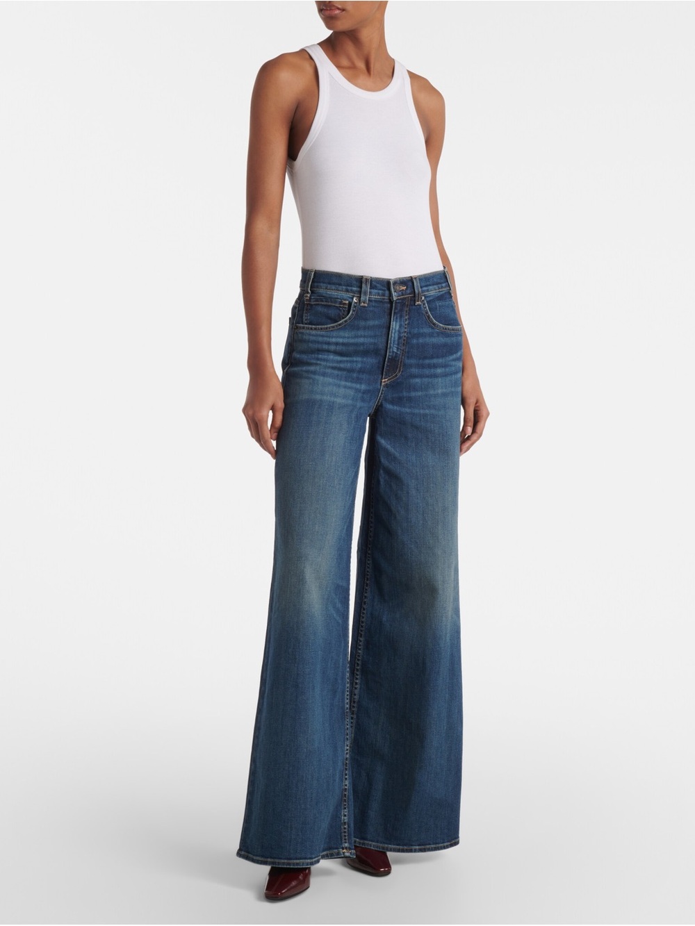 Nili Lotan Rolland Wide Leg High-Rise Women's Jeans Simon Wash - Picture 2 of 6